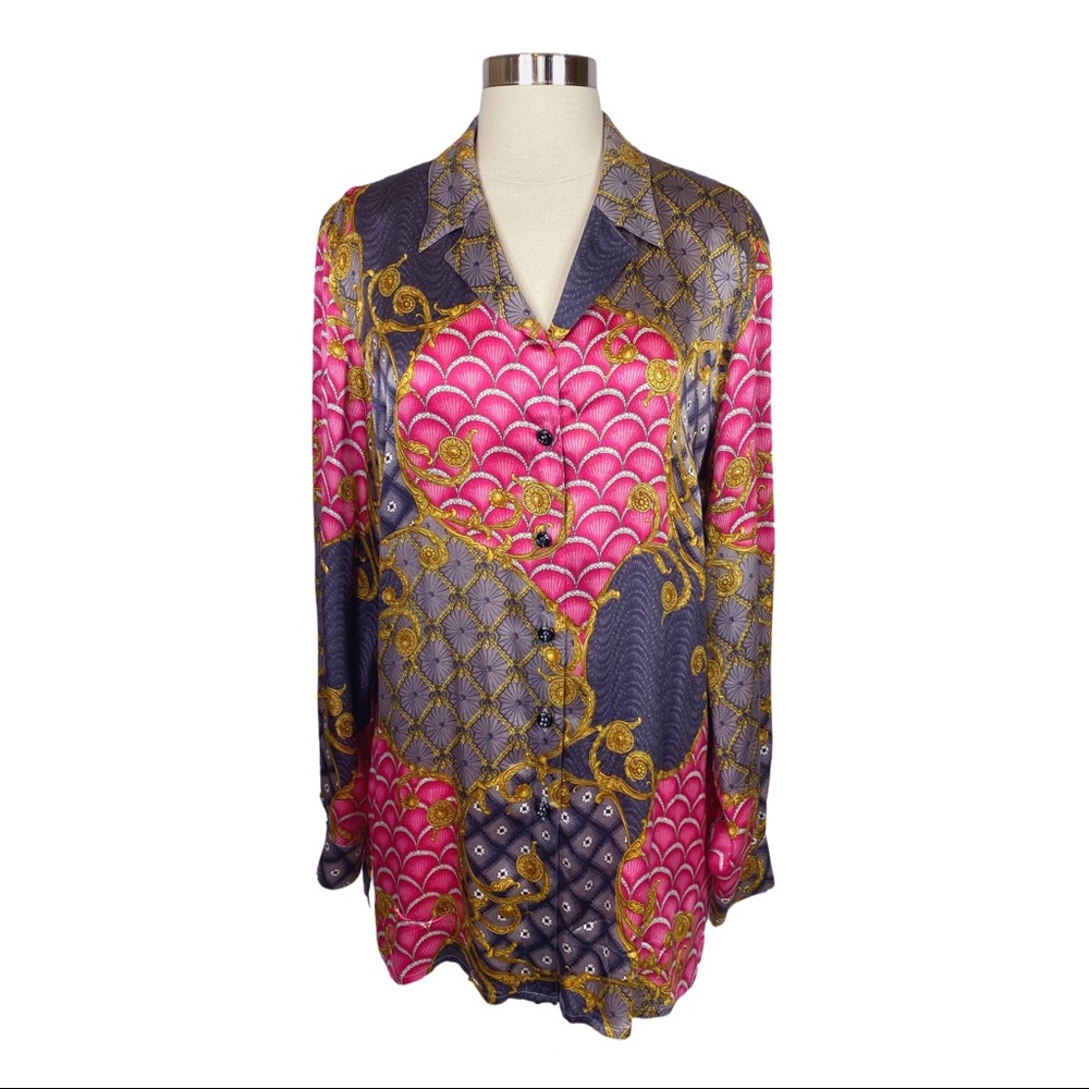 Vintage Escada Exclusive For Neiman Marcus Silk Button-Down Blouse - Size 42 EU